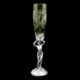 Хрустальные бокалы для вина "Адам и Ева" изумрудные, на 2 персоны